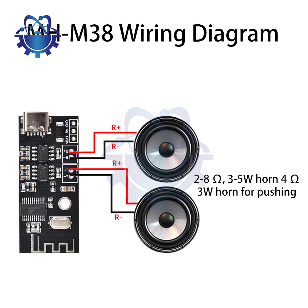 MH-MX38 Беспроводной Bluetooth аудио модуль Модуль стереоусилителя 5 Вт + 5 Вт Усилитель Type-C Интерфейс для беспроводных динамиков DIY