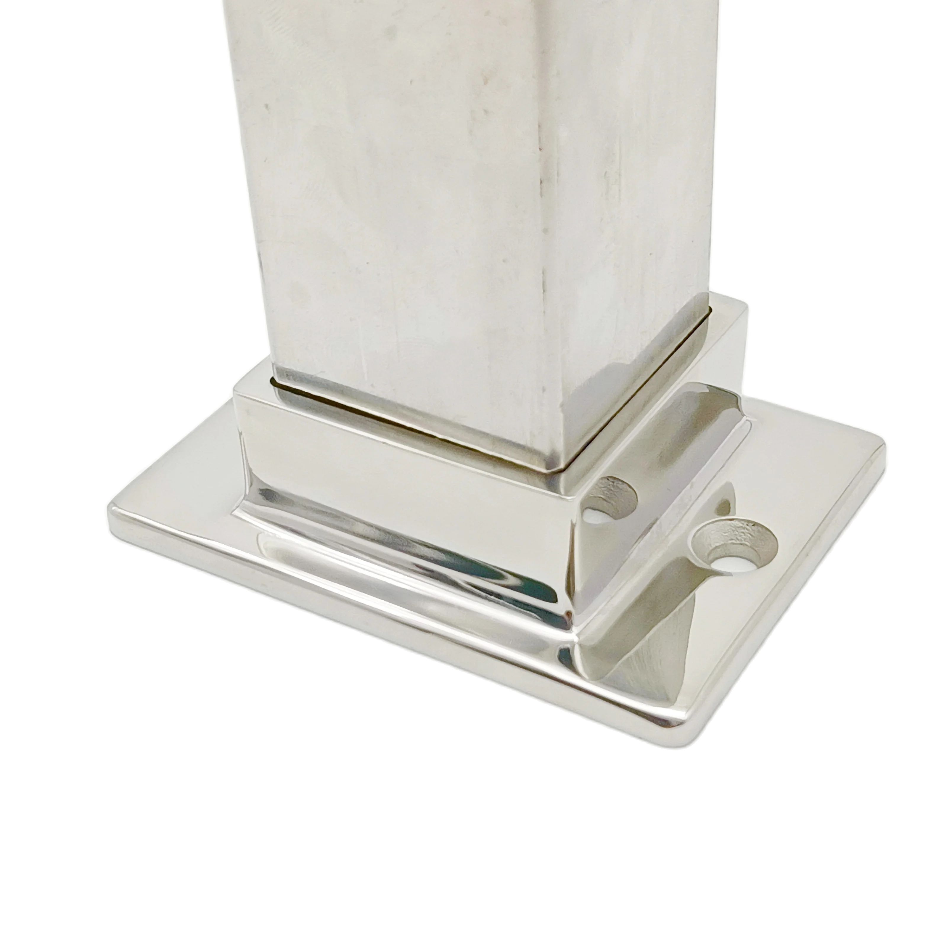 Trilho de escada quadrado interno ou externo de aço inoxidável 316 Flange de base de corrimão estreito