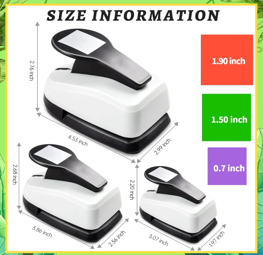 3pcs Paper cutter for crafts Hole Punchers Tool Set 1 1.5 2 inch 16 25 38 mm Square Shapes Hole for card making custom scrapbook