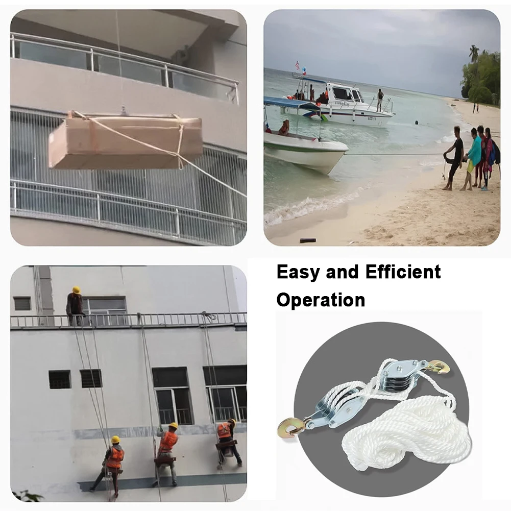 270° Rotatable Rope Pulley Block Zinc Alloy Hook Manual Crane Heavy Duty Rope Pulley Hoist Multi-functional Lifting Device