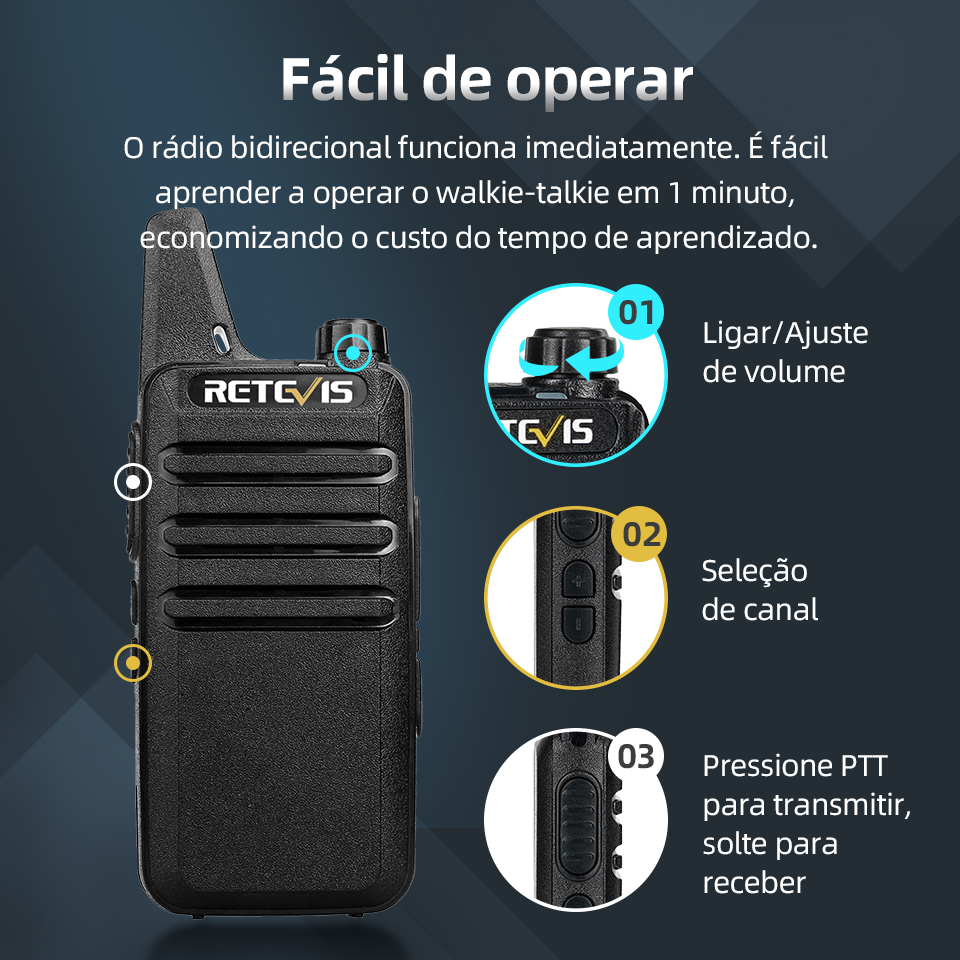 Retevis-RT622 Mini Walkie Talkie, Estação de Rádio Portátil em Dois Sentidos para Restaurante, Hotel, Camping, PMR446, FRS, VOX, 4 6 10 Pcs