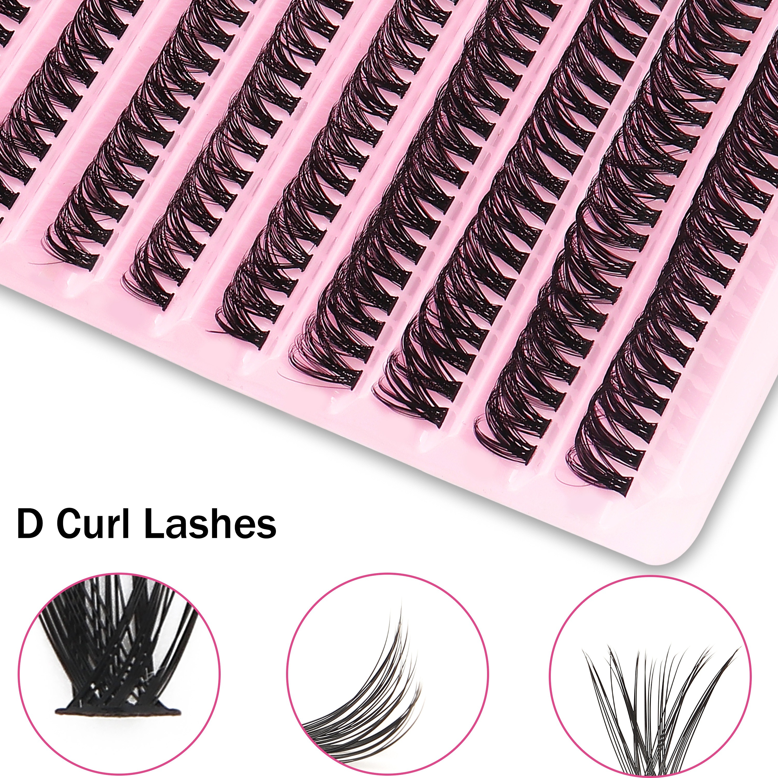 40D Volume Eyelash Extensions DIY Kit, 0.05mm Thickness, Mixed Length 8-16mm, D Curl Natural & Bold Anime Look,