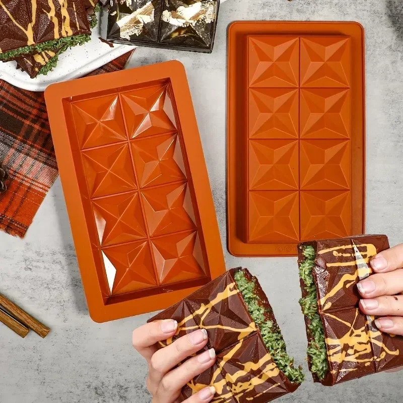 Molde de Chocolate de Dubái, barra de Chocolate de pistacho, molde grueso de silicona para rellenar barras, molde de barra de caramelo grande para rellenar