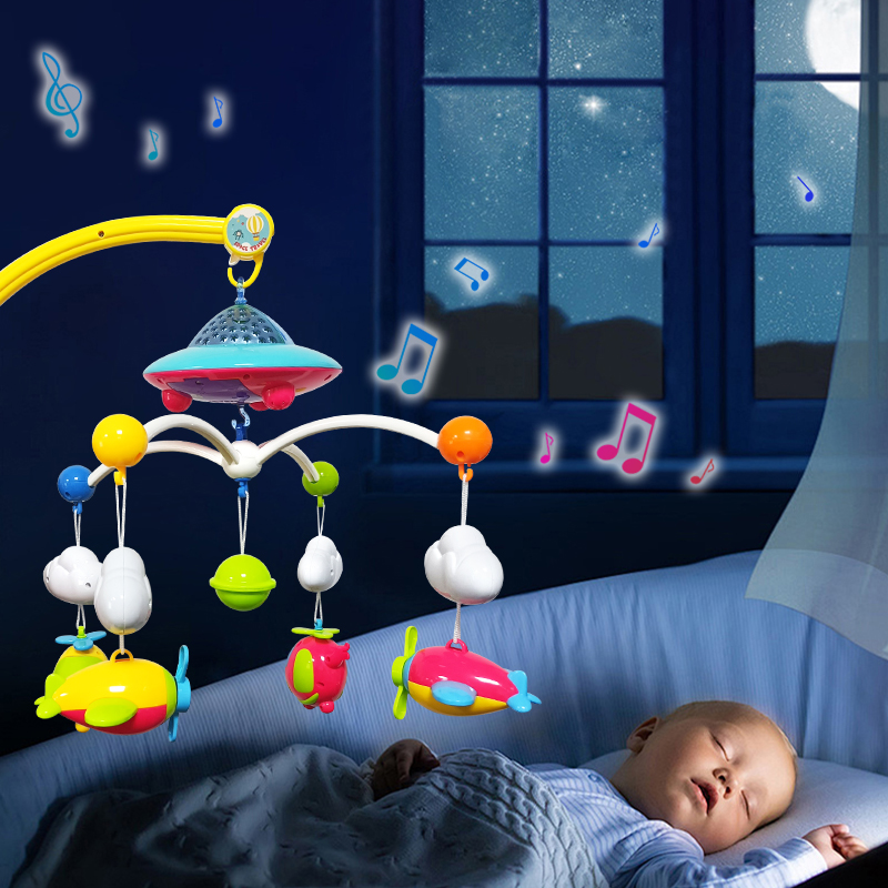Mobile de berceau musical pour bébé, avec 108 lumières mélodiques, Projection pour nourrissons, jouets de berceau télécommandés pour nouveau-né, jouets de berceau