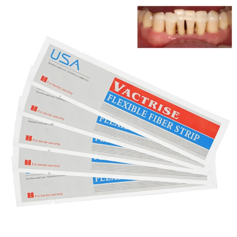 7 ชิ้น/กล่องทันตกรรมวัสดุยืดหยุ่นแถบไฟเบอร์ Glass Splint หลวมฟัน Fixation Strips Light Cure Bonding จัดฟัน Retainers