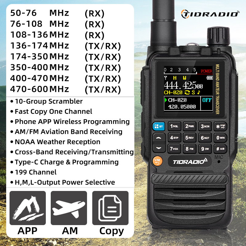 TIDRADIO 2 szt. H3 dalekiego zasięgu Walkie Talkie programowanie bezprzewodowe pasmo lotnicze radio dwukierunkowe przenośny zestaw HAM GMRS