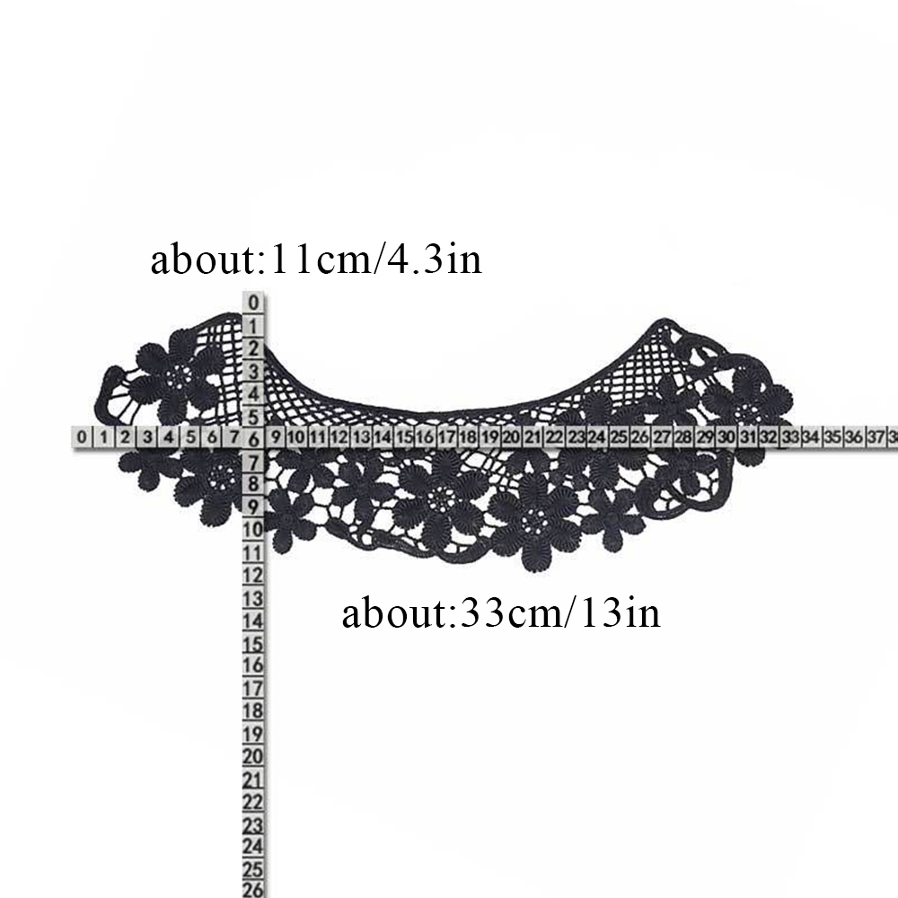 DIYドレス用の白い色の偽の襟のレース生地、刺embroideryのコイ、衣類の装飾アクセサリー、取り外し可能な縫製襟、1ペア