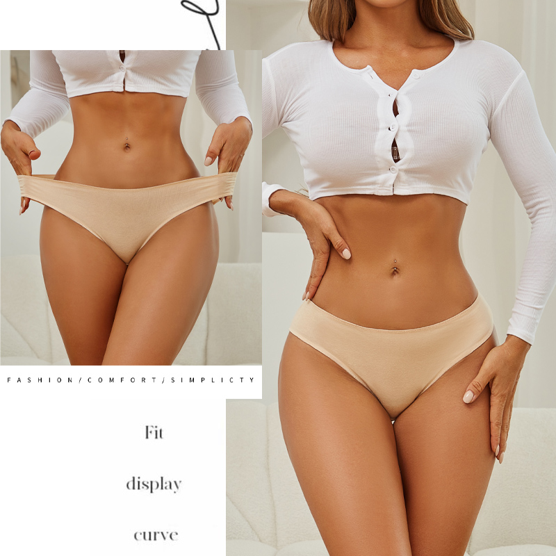 4PCS/Set Women Seamless Cotton Panties Solid Color Briefs Elastic Basic Underwear Female Sexy Low Rise Lingerie Soft Underpants