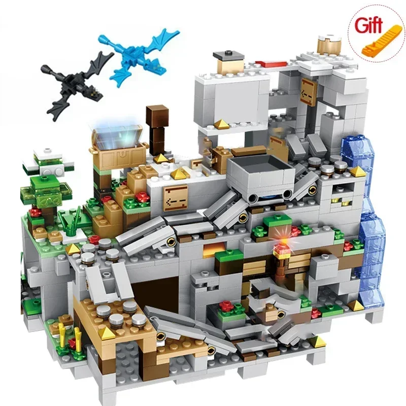 2024 新しい互換性私の世界 Minecraftinglys ビルディング村市ツリーハウス滝軍馬レンガのおもちゃ子供のギフト