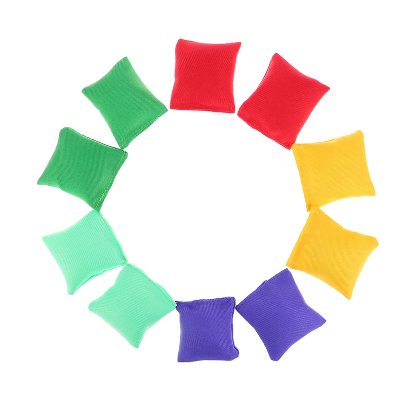 10 Uds. De juguetes para lanzar bolsas de arena para niños, juguetes clásicos para deportes al aire libre, sacos de arena coloridos hechos a mano, entrenamiento sensorial, juguetes para aliviar el estrés