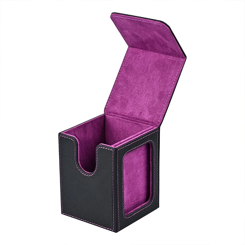 MTG-Kartendeckbox mit Sichtfenster, Aufbewahrungsbox für Sammelkarten, bietet Platz für 120 + einärmelige Karten, magnetische Box aus PU-Leder