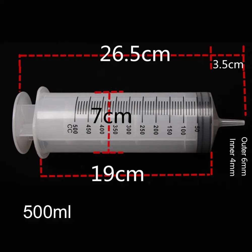 150 ml-500 ml ขนาดใหญ่ความจุเข็มฉีดยาเข็มฉีดยาปั๊มนํากลับมาใช้ใหม่วัด 1.3 m หลอด Feeding Ink Big Syringe Hydroponics Nutrient