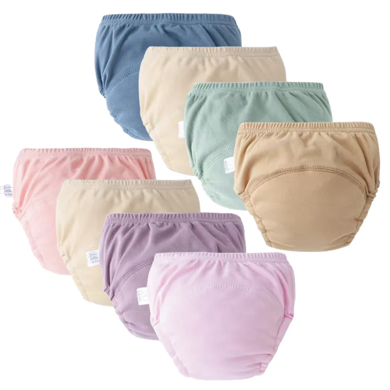 4PCS Reine Plain Einfarbig Weiche Baby Jungen Mädchen Kleinkind Training Hosen Wc Pee Töpfchen Lernen Unterwäsche Baumwolle Windel