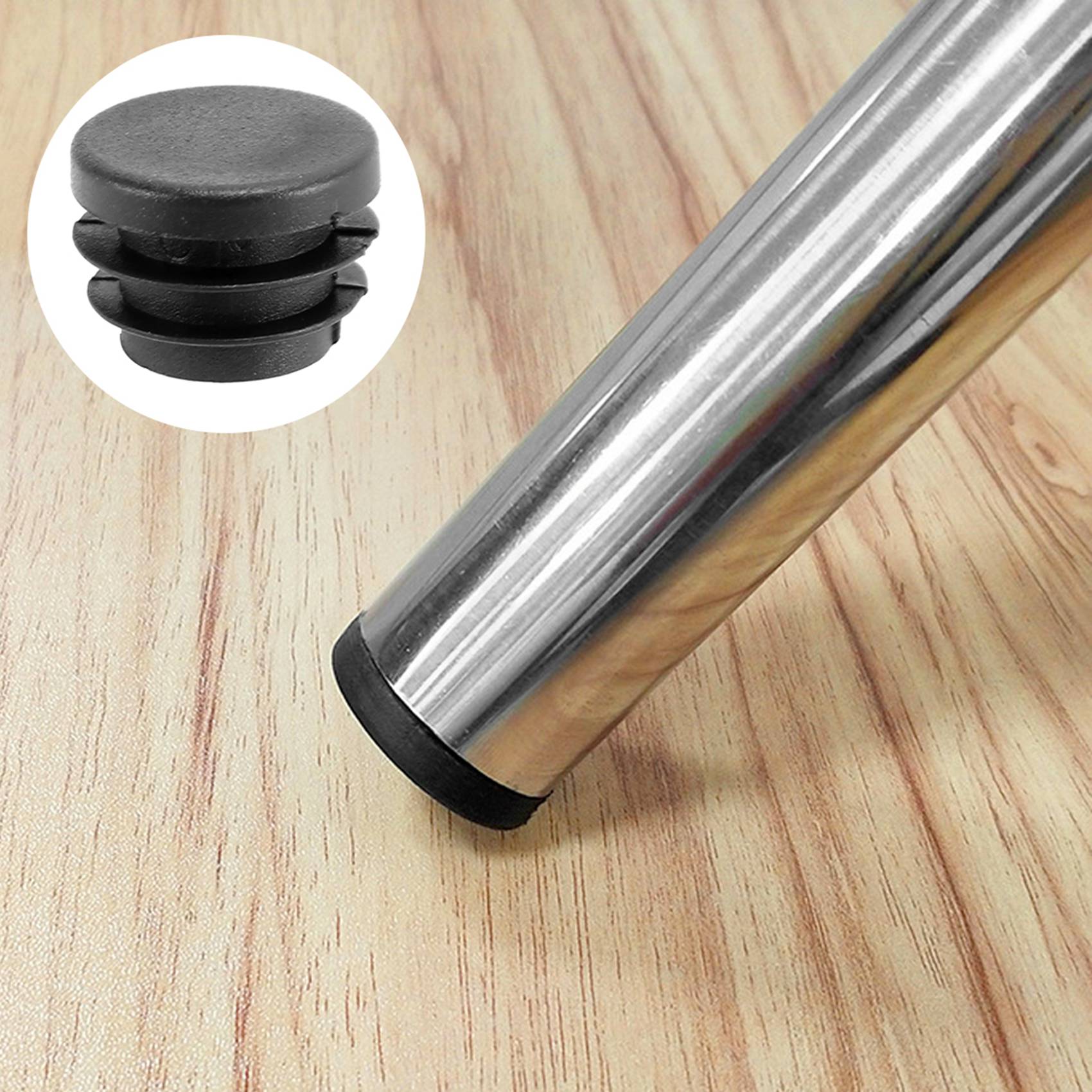 Blindstopfen, runde Rohreinsatzabdeckung, 19 mm Durchmesser, 20 Stück, schwarz