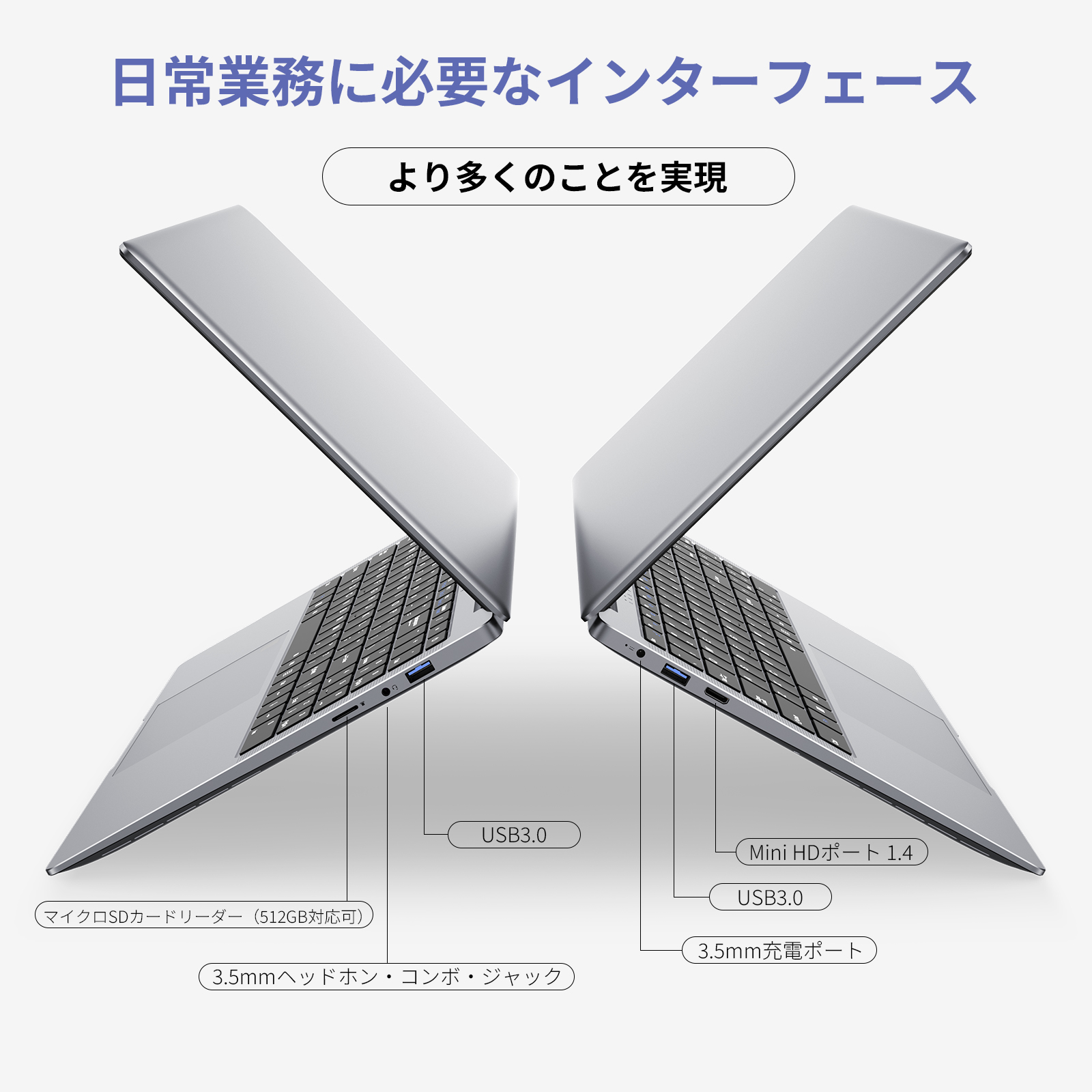 15.6インチ 薄型＆ポータブルノートパソコン Intel Celeron N4000 12GB RAM 256GB SSD FHD 1920x1080 16:9ディスプレイ 仕事や学習に