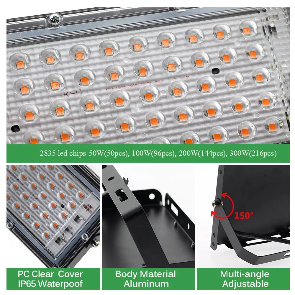 LED-Wachstumslicht, volles Spektrum, Phyto-Lampe für Pflanzen, 50 W, 100 W, AC 220 V, LED-Wachstumslampe, Phytolamp, Samen, Gewächshaus-Wachstumsbeleuchtung