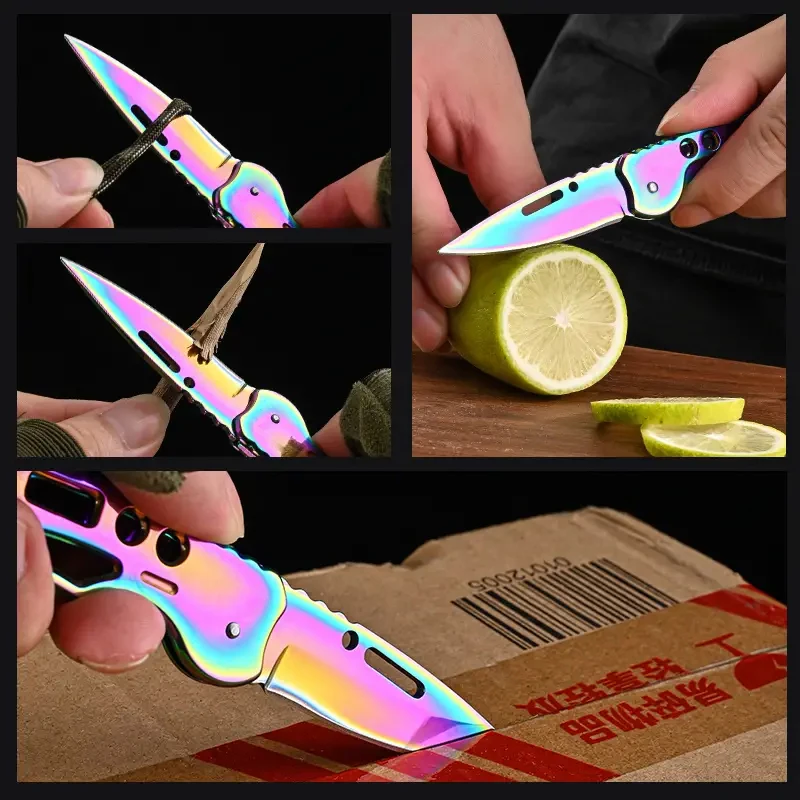Coltello da frutta pieghevole, coltello da esterno in acciaio inossidabile con manico antiscivolo per coltello tascabile per accessori da cucina