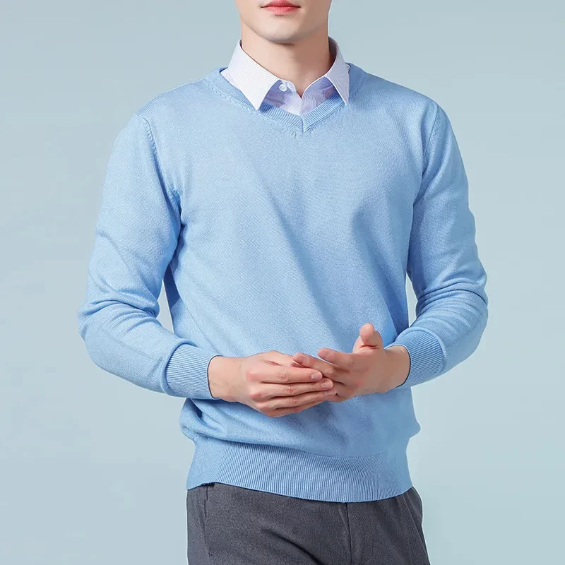 スーパーカシミヤセーター男性厚いプルオーバー秋冬暖かいクラシック V ネック服男性ジャンパージャージ Hombre プルオム 4XL