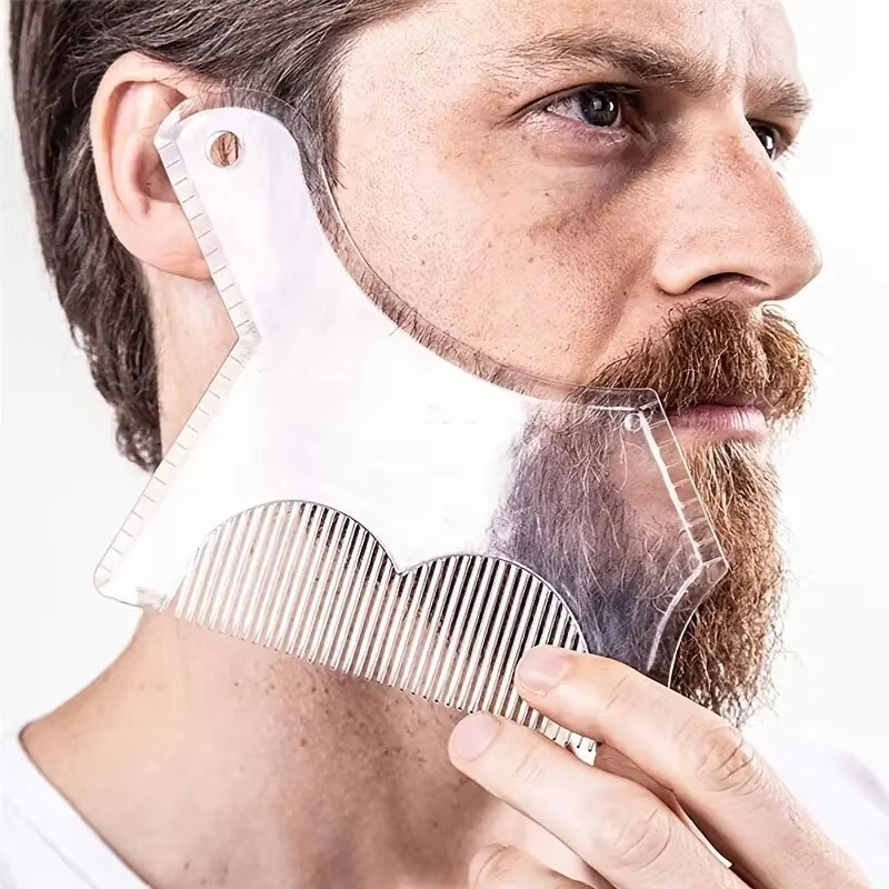 Pente de estilo de barba tudo-em-um masculino – Estêncil de barba criativo e ferramentas de modelo de modelagem para cabelos faciais perfeitamente temperados