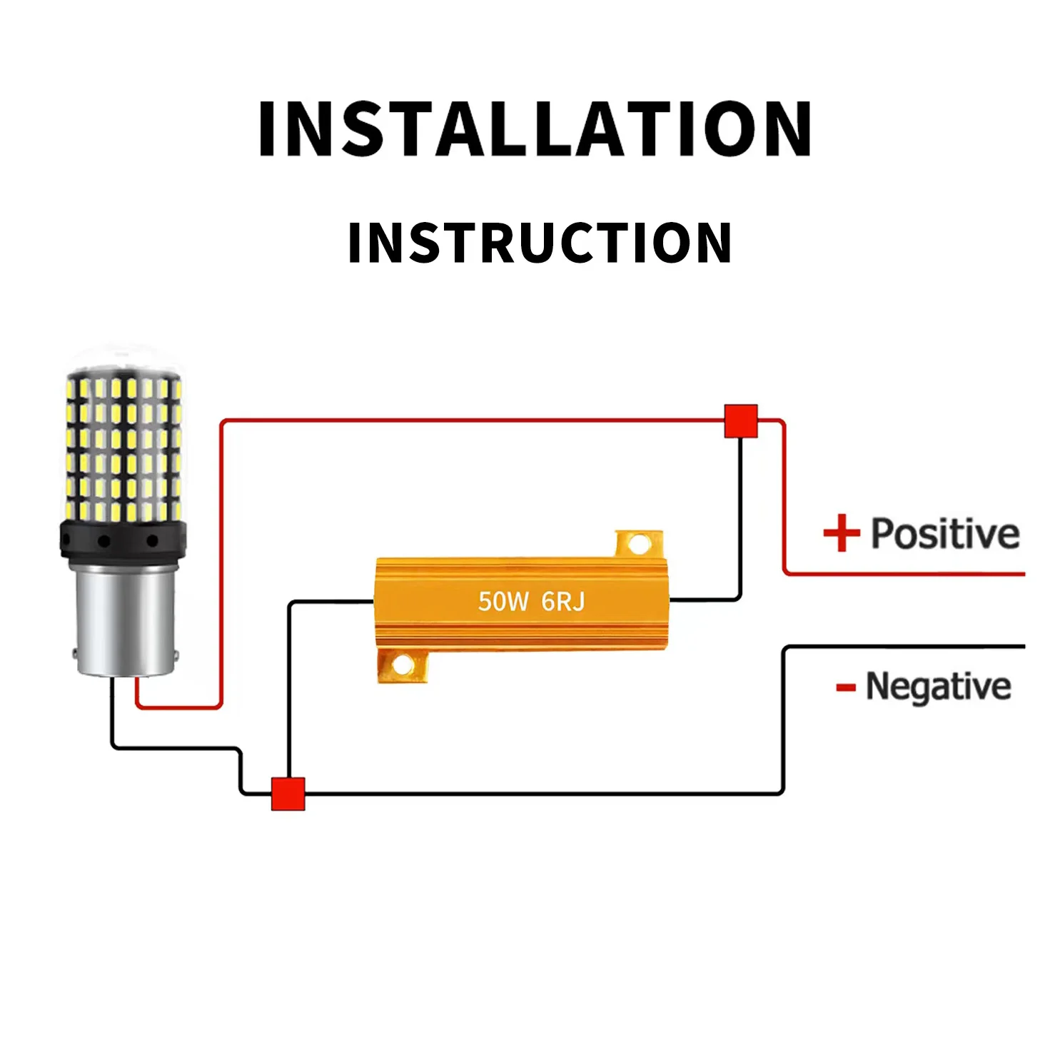 Load Resistor Canbus Decodificador Anti-Piscando para Diurno, Lâmpada LED, Luz Reversa, Turn Signal, Lâmpada de Nevoeiro, 6Ohm, 50W, 2Pcs