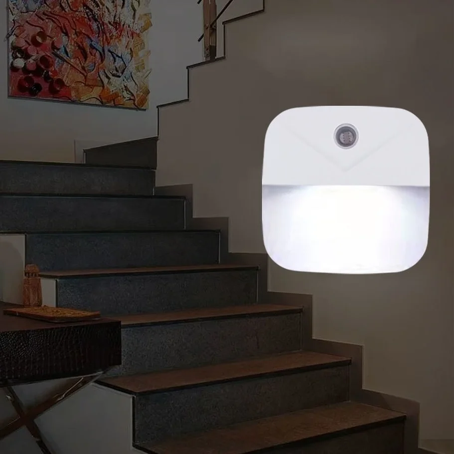 Luz LED nocturna con Sensor de enchufe europeo, lámpara nocturna con detección de luz, cambia automáticamente o apagado para decoración de cabecera de dormitorio de bebé