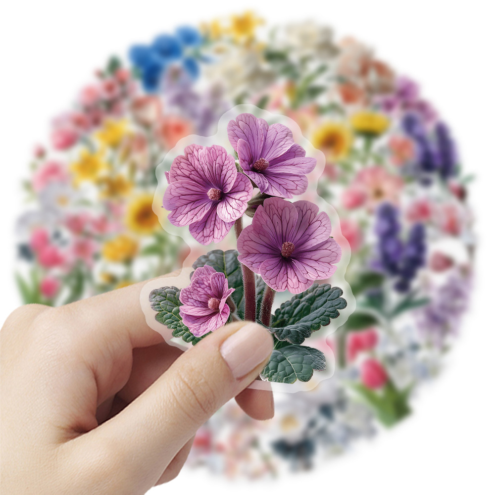10/30/50 個透明 INS スタイル花ステッカー美的天然植物デカールかわいい DIY 電話静止 PET DIY ステッカー