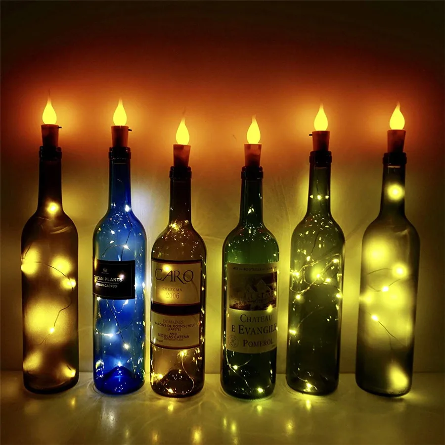 10 Stück flackernde Flamme Kerzen Weinflasche Licht 2m 20led DIY Flasche Kork Form Fee Licht Hochzeits feier Urlaub Girlande Dekor