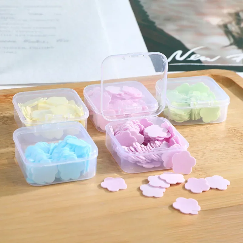 เดินทางกระดาษสบู่แบบใช้แล้วทิ้งล้างมือสบู่ห้องน้ํา Slice Petal Soaps Flakes เม็ดนักเรียนพกพากลีบสบู่ทําความสะอาดมือ