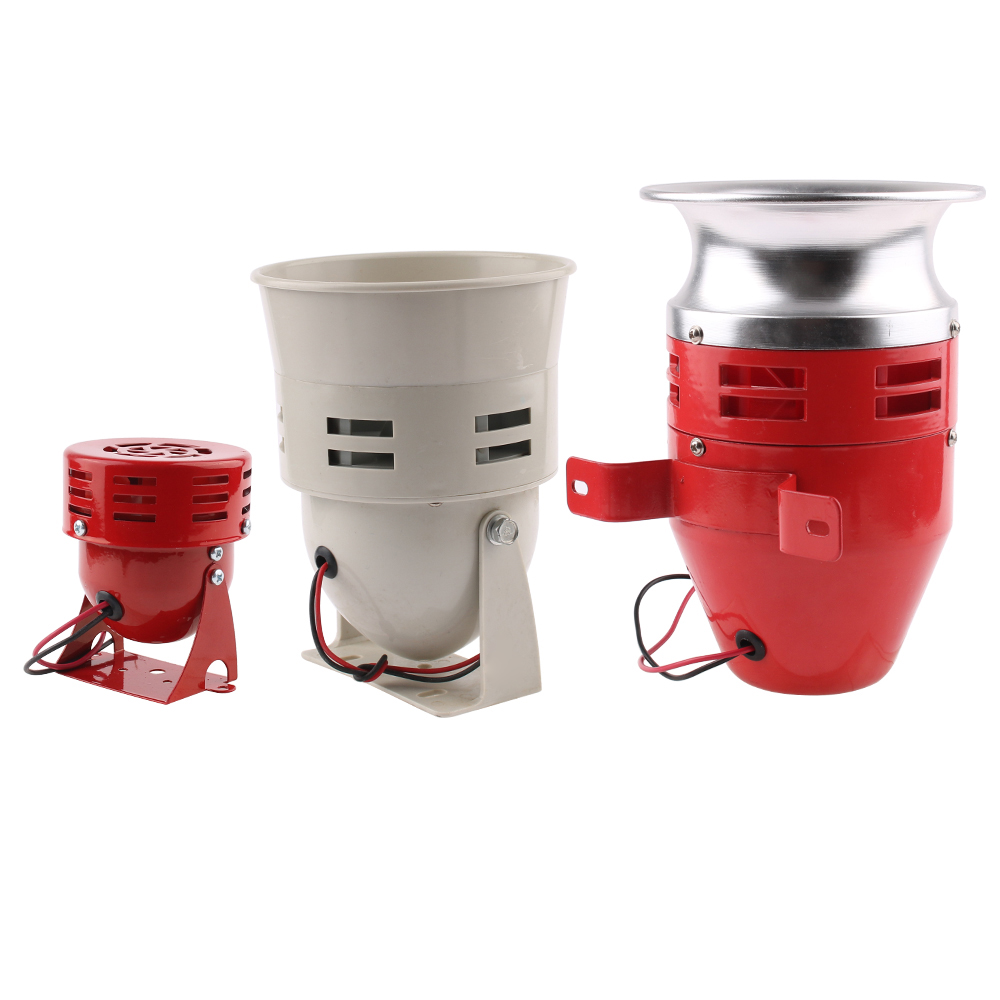 MS-190/290/390 DC 12V 24V 220V 110V สีแดงมินิโลหะมอเตอร์ไซเรนอุตสาหกรรมเสียงปลุกไฟฟ้าป้องกันการโจรกรรม 130dB