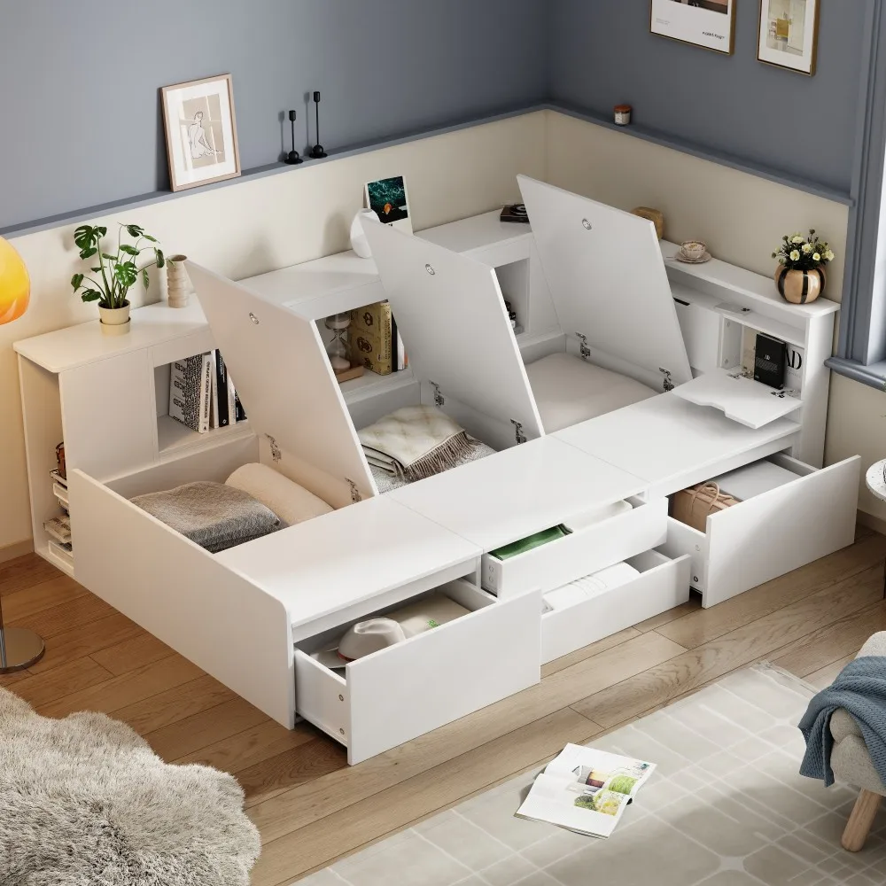 Cama de solteiro multifuncional com gaveta, espaço de armazenamento sem colchão, cama moderna para crianças, caixa de armazenamento, 90*200, novo, 2020