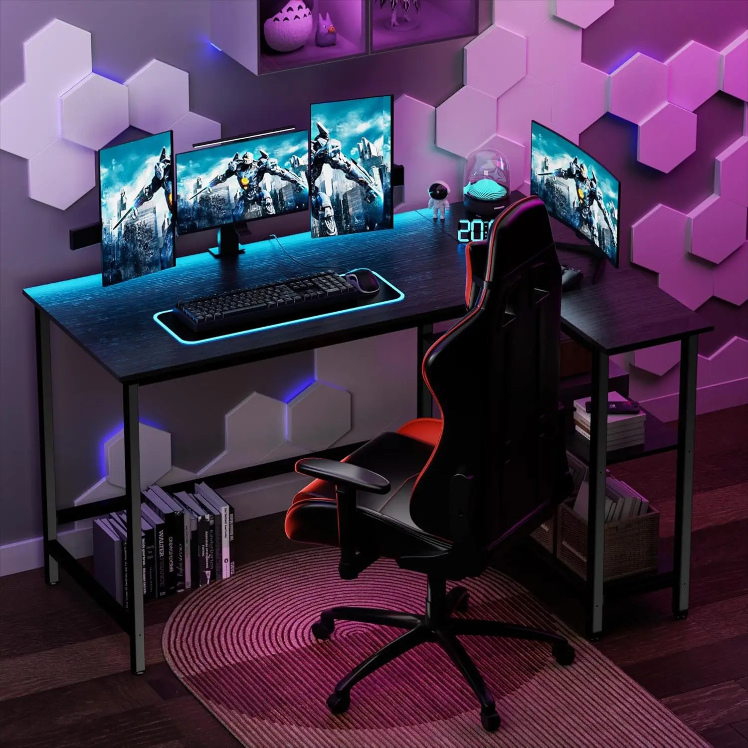 L Shaped Desk - 39" Home Office Computer Desk with Shelf, Gaming Desk Corner Table for Work, Writing and Study, Space-Saving