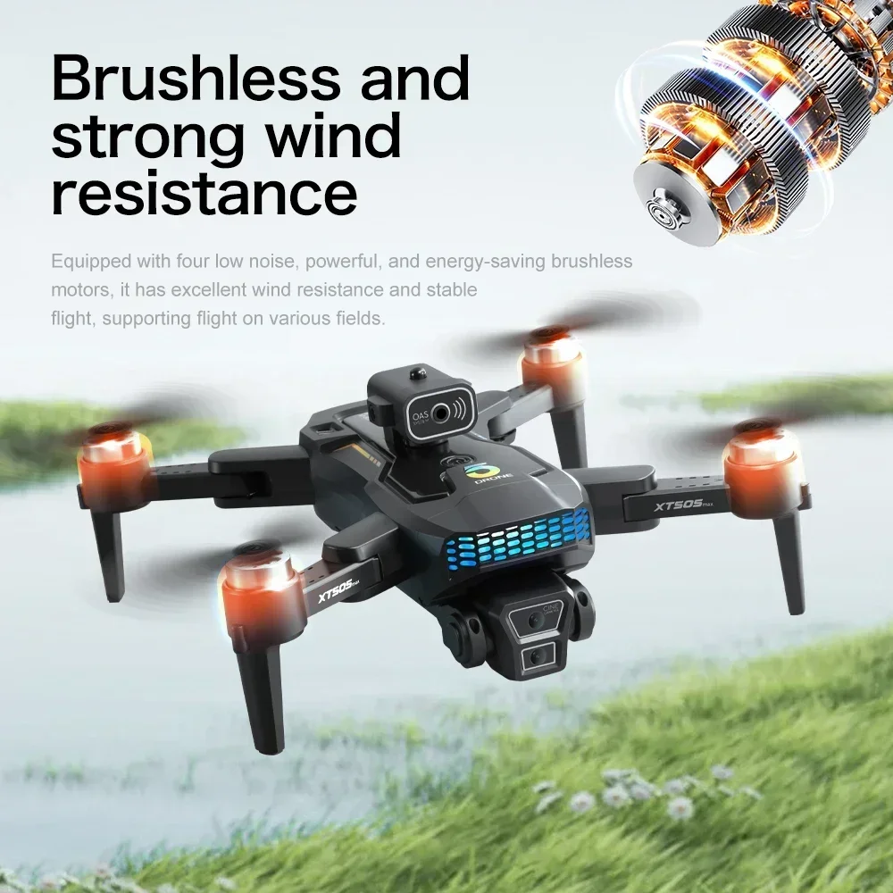 Câmera dupla profissional Drone, GPS, 5G, WiFi, FPV, Fluxo óptico 360 °, Prevenção de obstáculos, Motor sem escova, Quadcopter dobrável, XT505, 8K