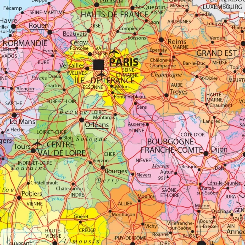 Póster de mapa de tráfico de idioma francés de Francia, decoración artística de pared grande A2, 42x59cm, suministros de decoración de pared para aula escolar