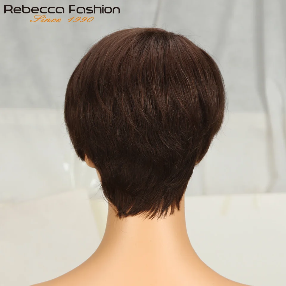 1b pixie corte curto colorido em linha reta perucas de cabelo humano com franja completa máquina feita perucas para mulheres brasileiro natural preto