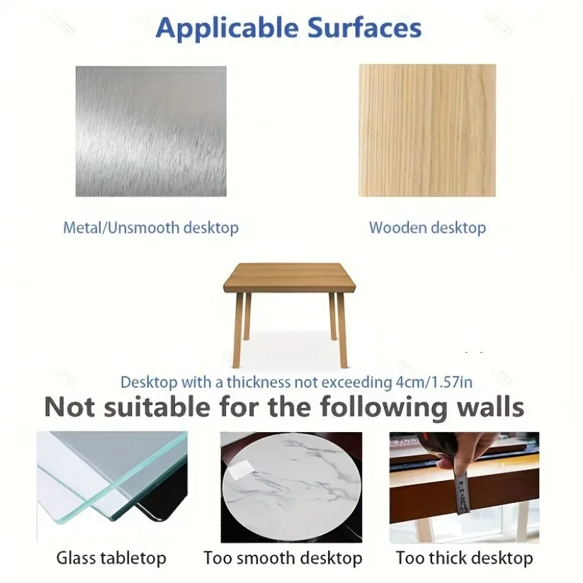 Book Bag Hook Office Desk Non-Stick Traceless Desktop Storage Hook Non-Slip Bottom Pad Clothes Key Holder Hanging Bag Artifact