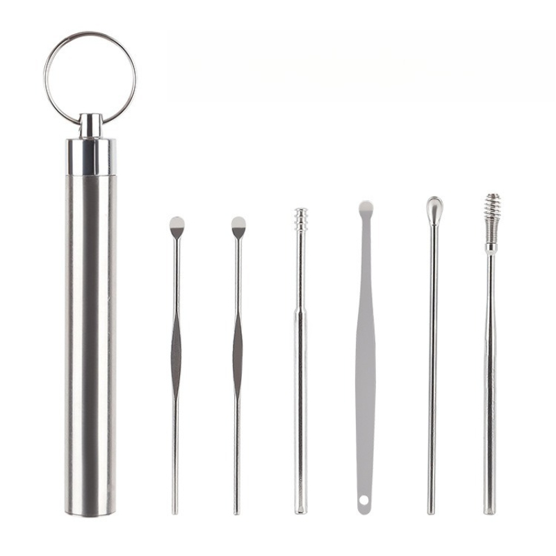 Kit de limpeza de cera de ouvido com mola espiral, 6 peças, conjunto de seleção de ouvido, seguro e higiênico, ferramentas de limpeza de ouvido para casa com design confortável