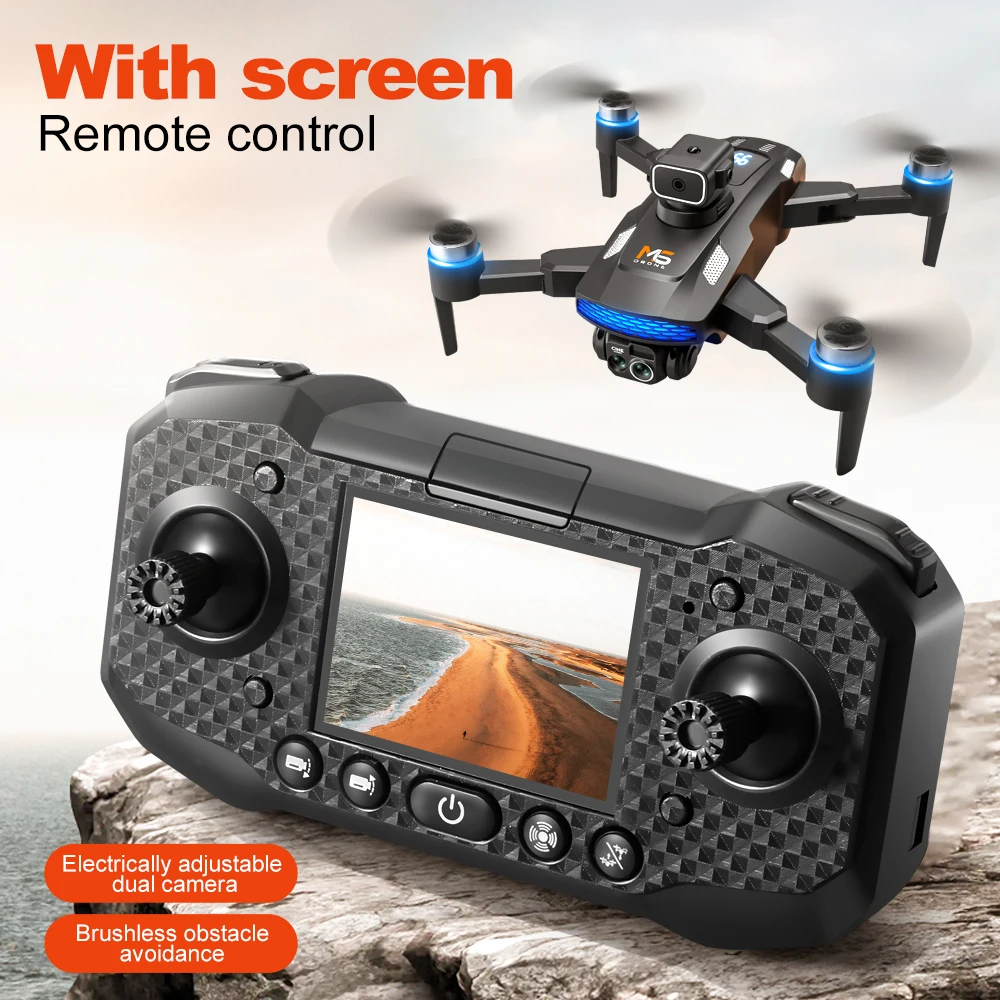 M6 mini drone 4k câmera hd profissional com tela grande 2.4g wifi fpv dron fluxo óptico sem escova pairar dobrável quadcopter