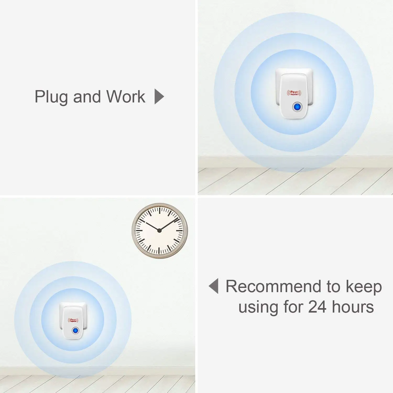 Ultrasonic Pest Repeller ปลั๊กอิเล็กทรอนิกส์ Sonic Repellent pest Control สําหรับแมลงแมลงสาบ Ant Mice Bugs Mouse