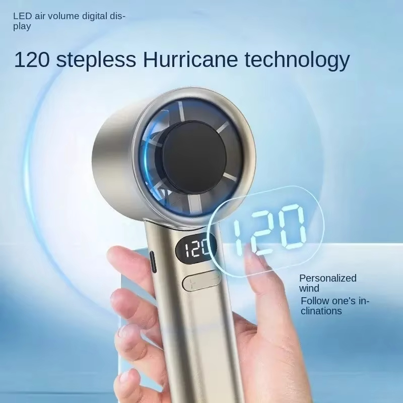 Portable Hand Fan 120 Wind Speeds Mini Bladeless Handheld Fan USB Rechargeable Personal Highspeed Fans Electric Eyelash Fan