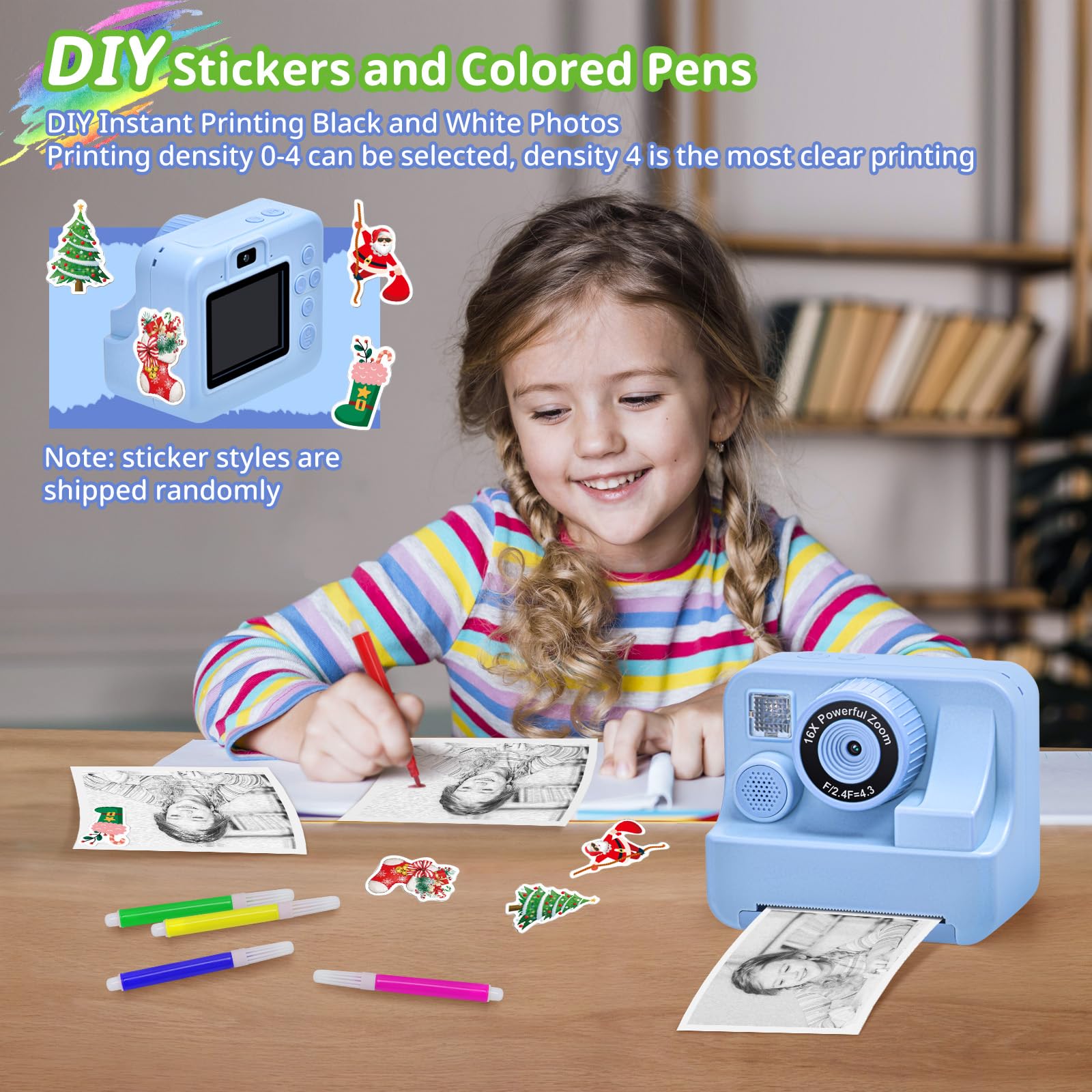 Kids Instant Print Camera Digitale Camera 1080P 2.4 ''Dubbele Camera Thermische Instant Printing Mini Speelgoed Camera Voor jongens Meisjes Gift