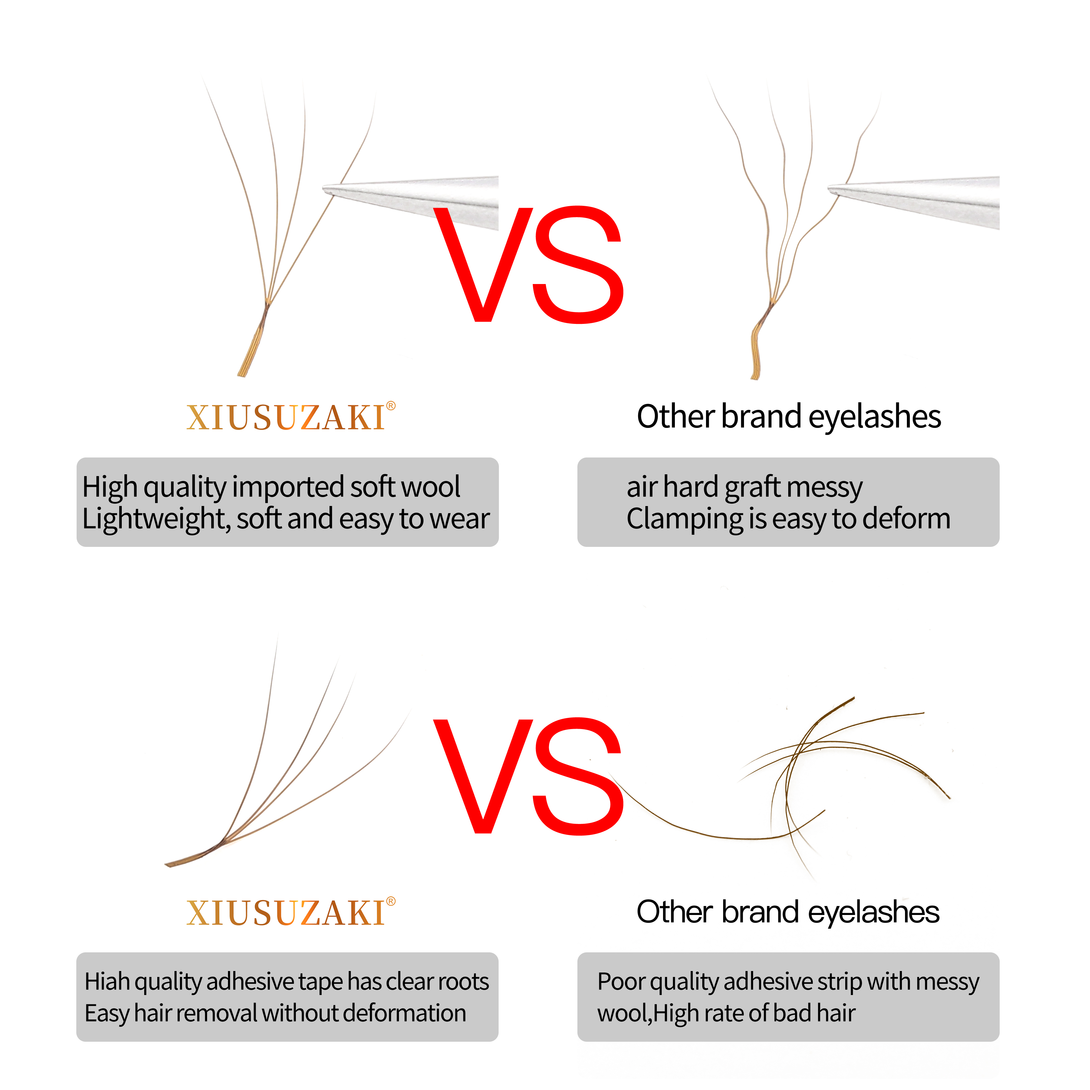 XIUSUZAKI Brown 4D W-Shaped Eyelashes Extensions High Quality Individual Lashes Automatic Flowering Premade Fans Fake Eyelashes