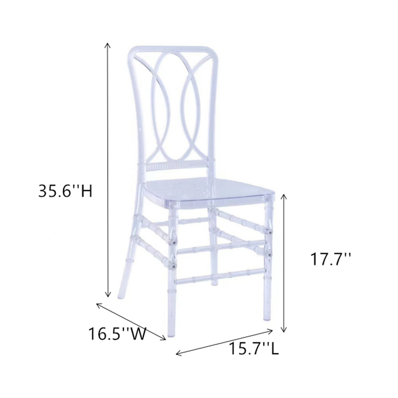 Transparenter Stuhl aus Acryl, Hochzeitsstuhl, abnehmbarer Chiavari-Hochzeitstag im Freien, Partysammlung in Hotelhaus oder Kirche