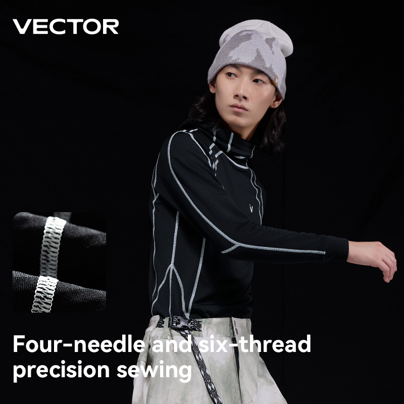 Vector novo estilo com capuz camada média velo roupa interior térmica com capuz máscara dupla placa de esqui masculino e feminino ultra macio inverno rápido