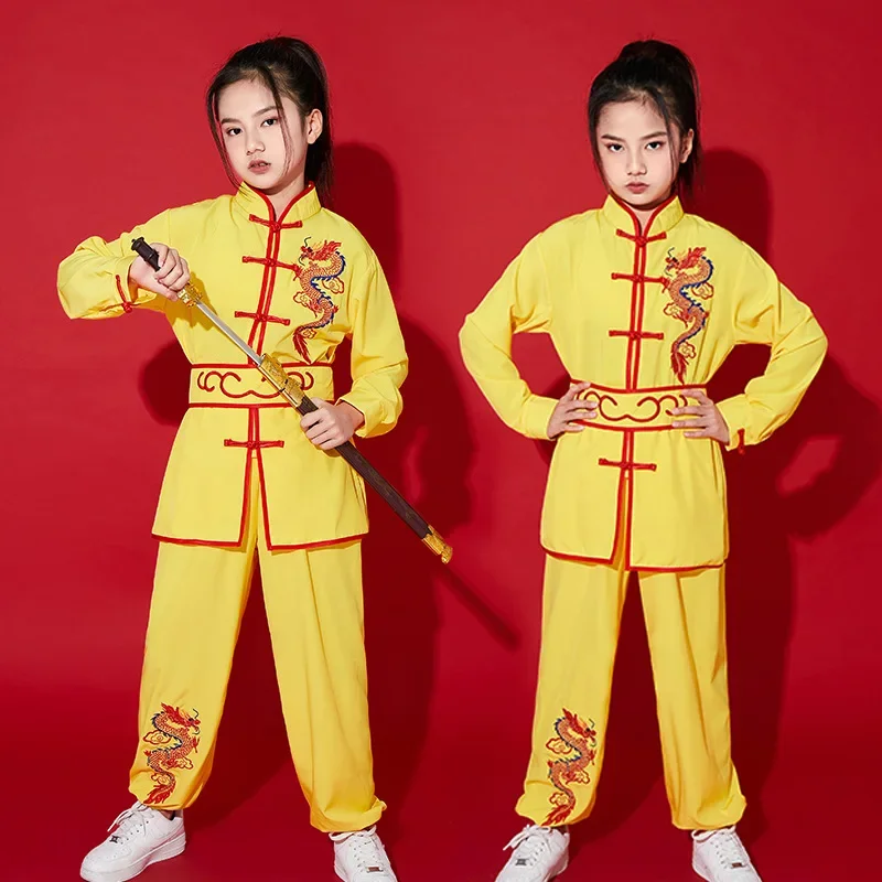จีนแบบดั้งเดิม Wushu เสื้อผ้า Tai Chi เด็ก Kungfu ชุดใหม่ STAGE Performance Hanfu ศิลปะการต่อสู้เครื่องแต่งกายชุด