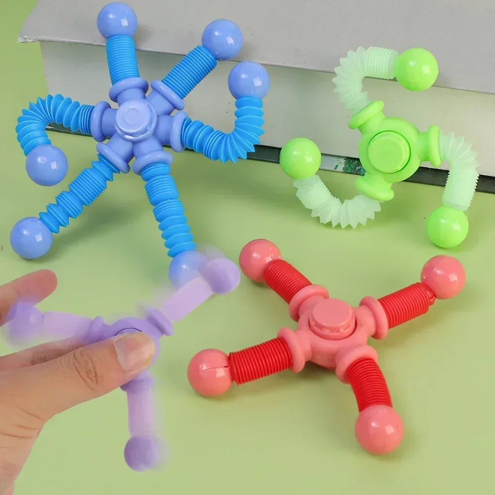 1pcs Fidget SPINNER ของเล่นเด็ก POP Tube Sensory ของเล่นดูดถ้วยเกมพลาสติก Transformable ความเครียดบรรเทาเด็กผู้ใหญ่ของขวัญ