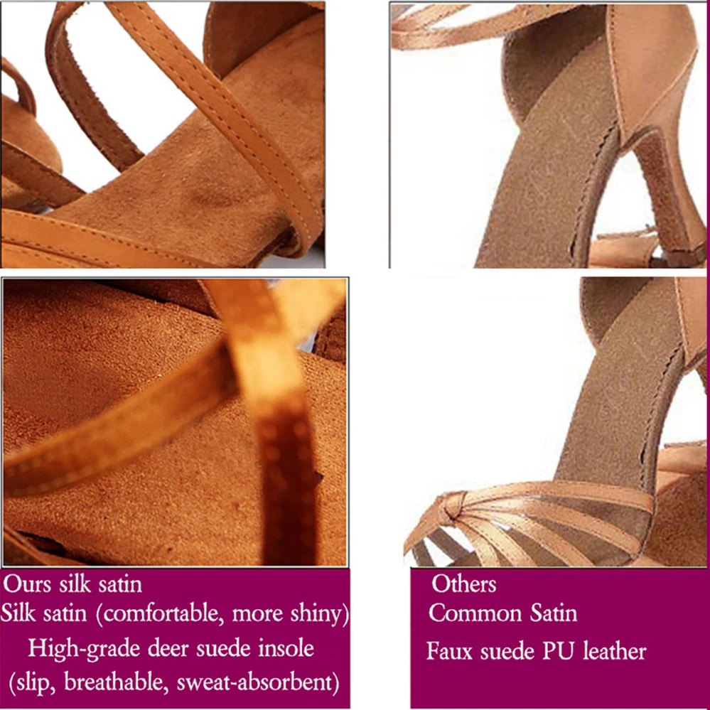 Clyfan qualidade feminina cetim de seda sapatos de dança latina profissional salão salsa prática desempenho sapatos dacing