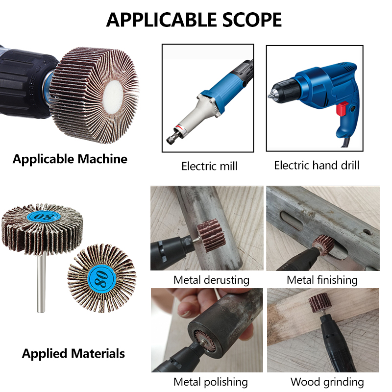 XCAN-Discos de lijado de grano 80, disco de rueda de aleta de papel de lija, vástago de 3,0mm, rueda de pulido para herramientas rotativas Dremel