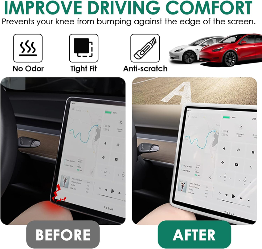 Voor Tesla Model 3/Y Siliconen Beschermend Frame Rand Cover Centrale Controle Display Navigatie Screen Protector Auto Accessoires