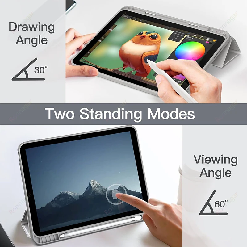 Para iPad 10. a generación funda iPad Air5 Air4 10,9 Air11 2024 Pro 11 M4 M2 7 8 9. ° funda trasera transparente con portalápices