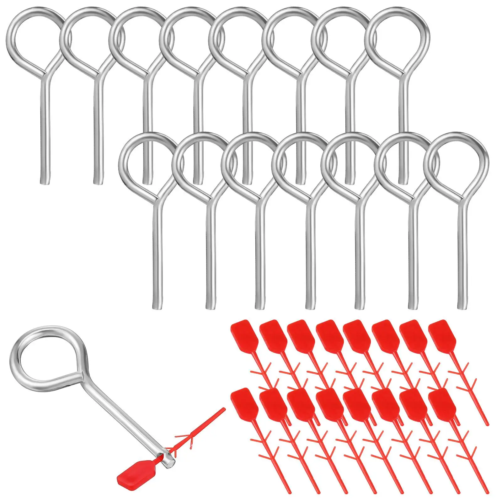 15 Sets Fire Extinguisher Safety Pins Red Plastic Seals Durable Metal Fits Handheld Fire Equipment